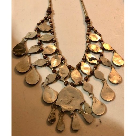 statement necklace choker w/ lovely blue stones set in silver handmade/unmarked - Picture 6 of 8